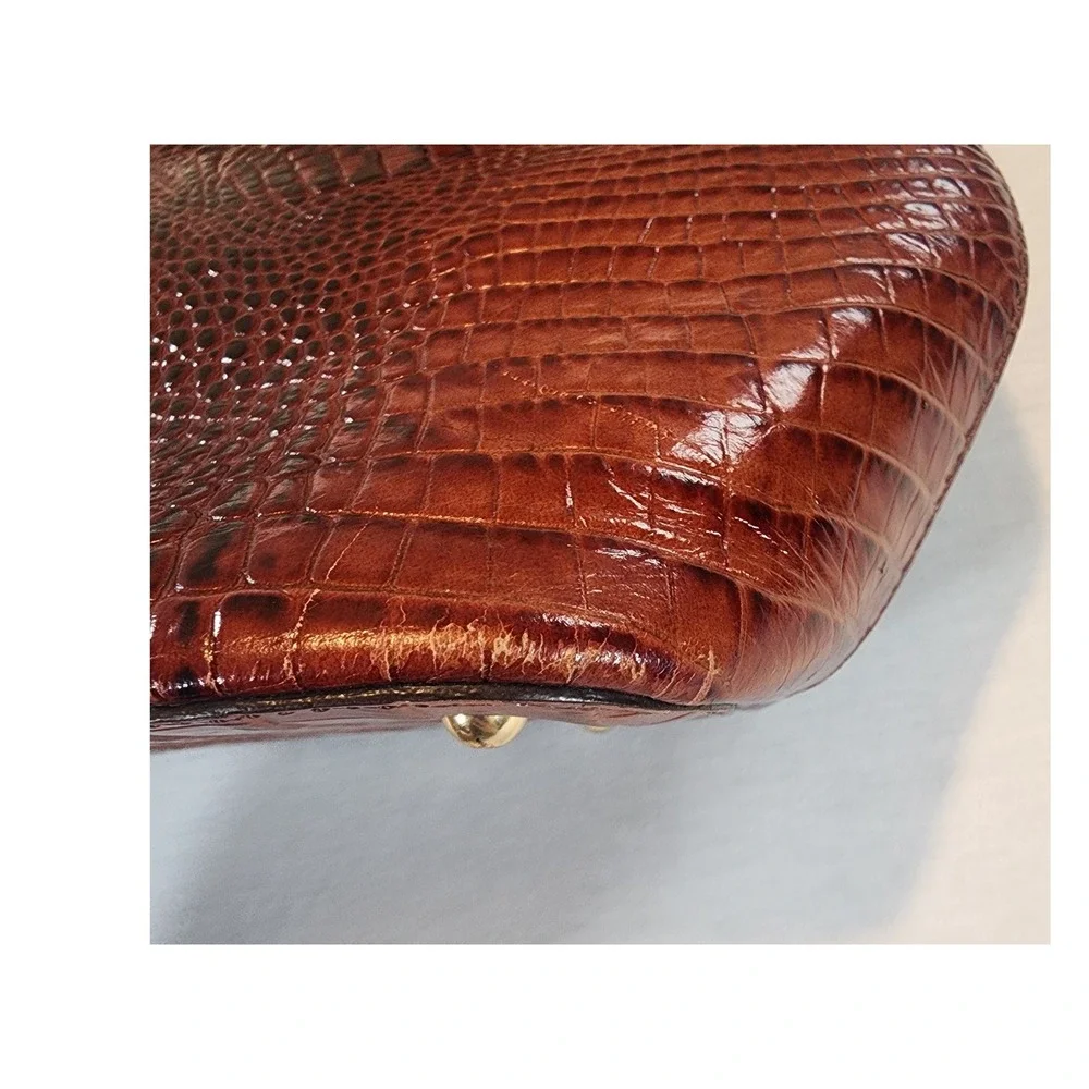 Brahmin Medium Asher Tote Women Croc Embossed Leather Pecan Melbourne Tassel Bag